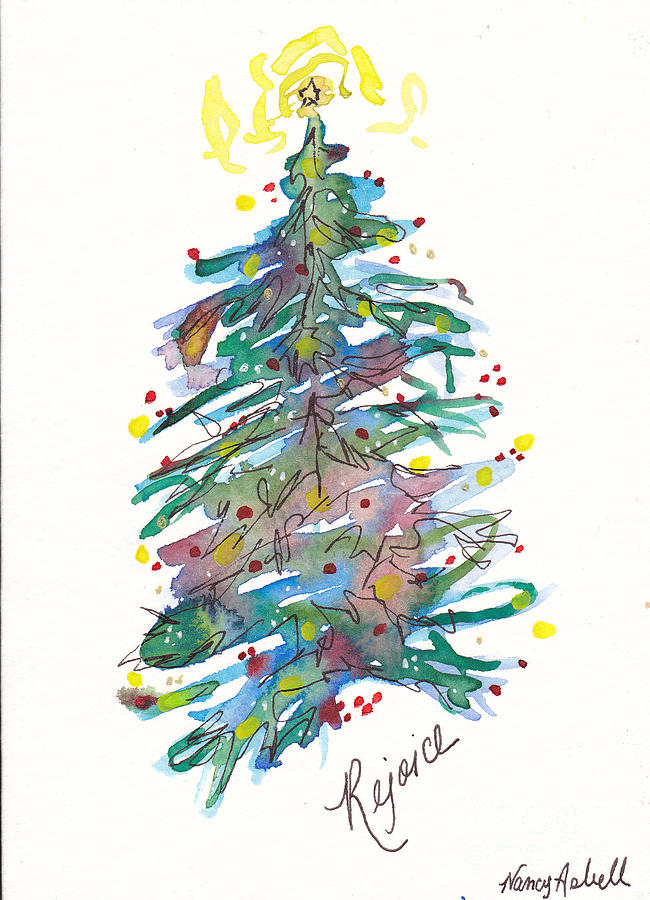 Rejoice Christmas Tree Painting by Michele Hollister - for Nancy Asbell