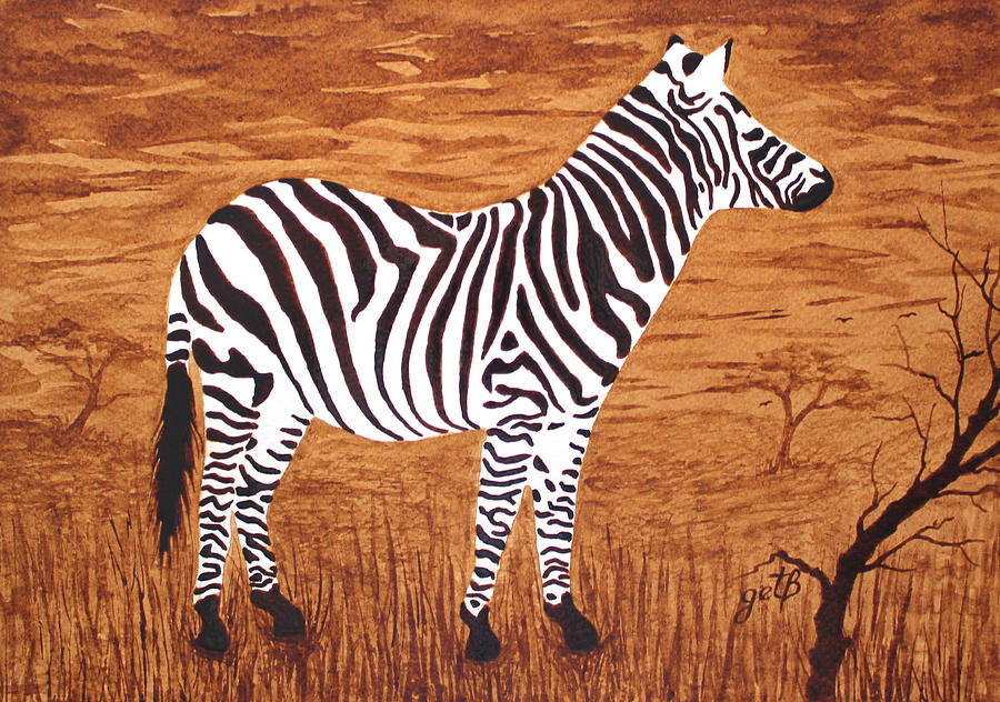 Relaxing Zebra in African Savanna Painting by Georgeta  Blanaru