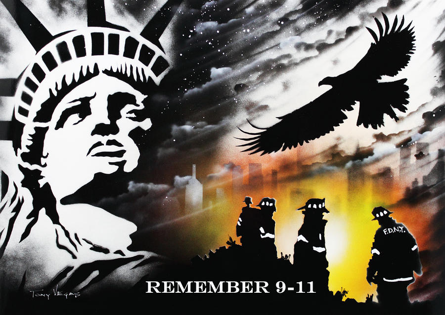 America Painting - Remember 9-11 by Tony Vegas