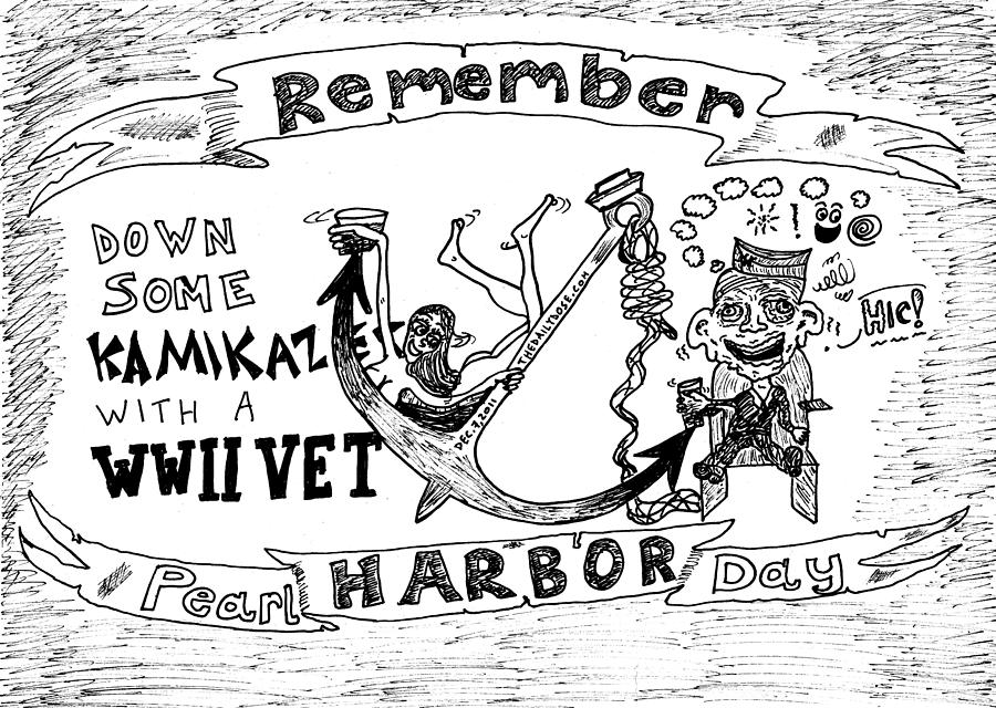 Remember Pearl Harbor Day Cartoon Drawing by Yasha Harari