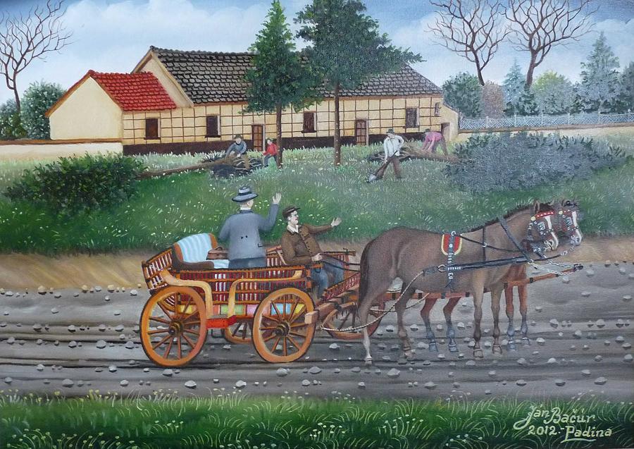 Naive Painting - Removing Cristmas trees by Jan Bacur