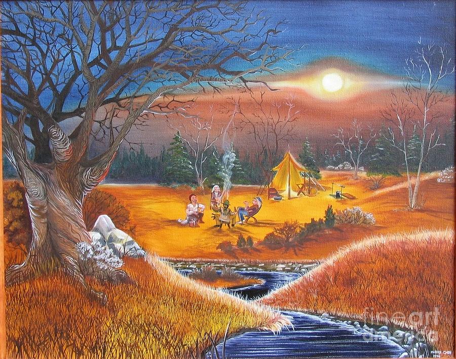 Camping Painting - Rendezvous by Penny Cash