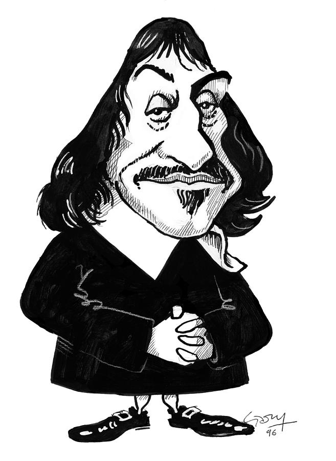 Portrait Photograph - Rene Descartes, Caricature by Gary Brown