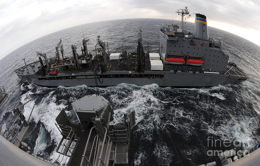 Replenishment At Sea Between Usns Photograph by Stocktrek Images
