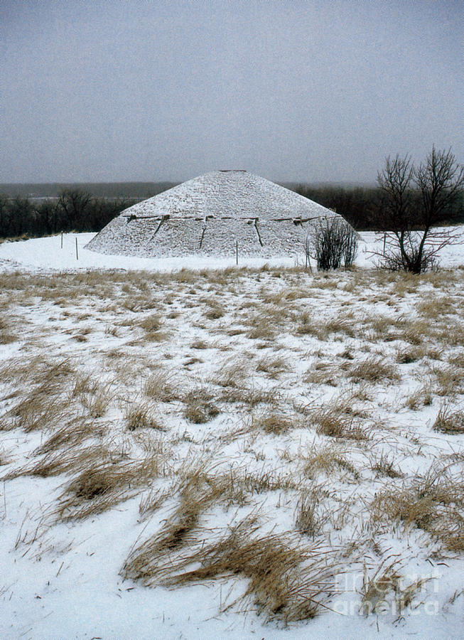 Winter Photograph - Replica Of Native American Earthen Lodge by Photo Researchers