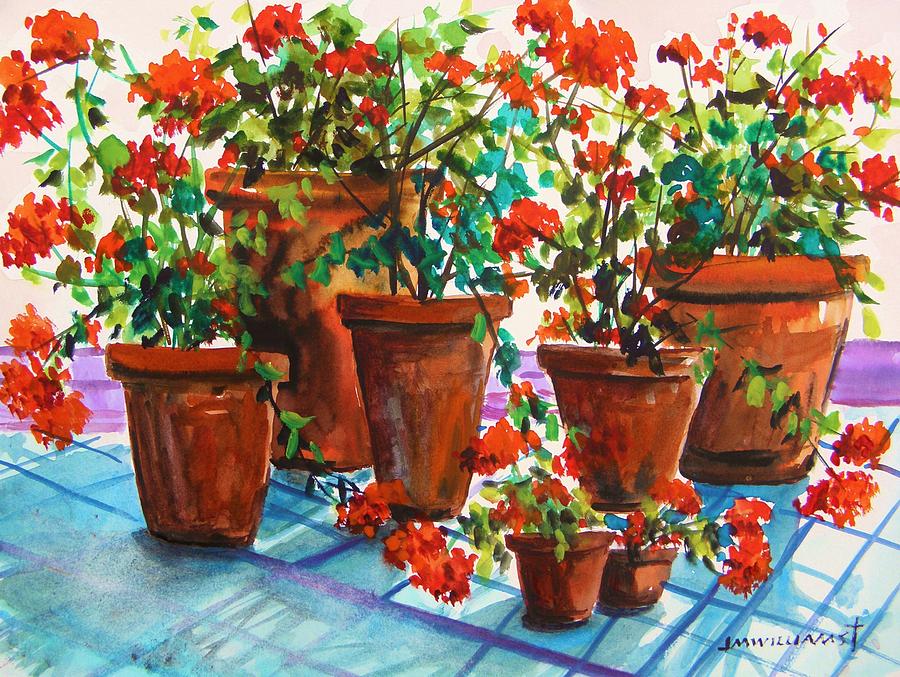 Repotted Geraniums by John Williams Painting by John Williams