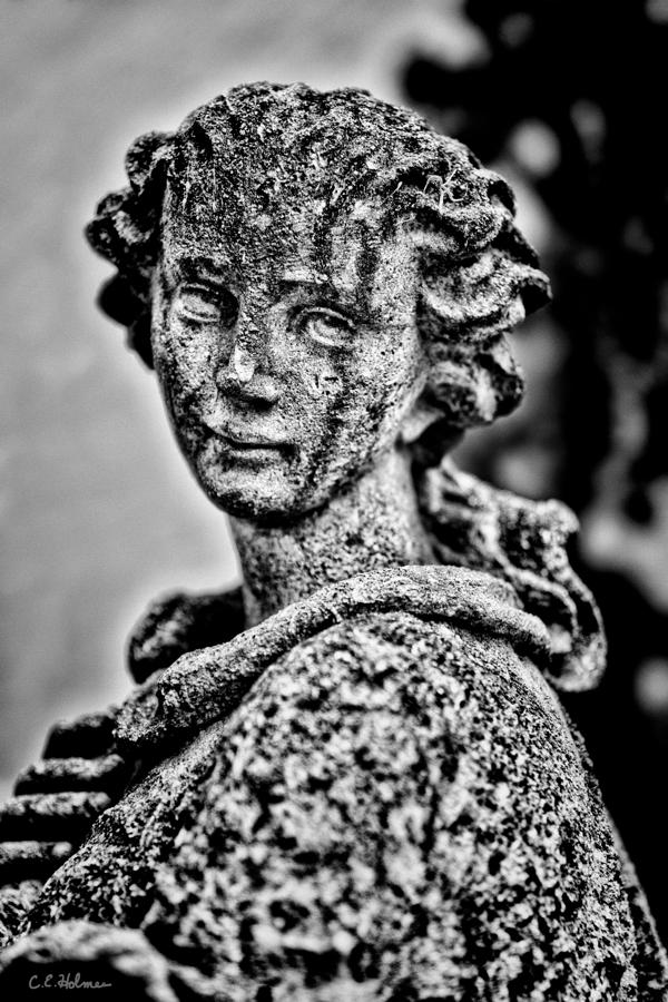 Statue Photograph - Resigned to Fate - BW by Christopher Holmes