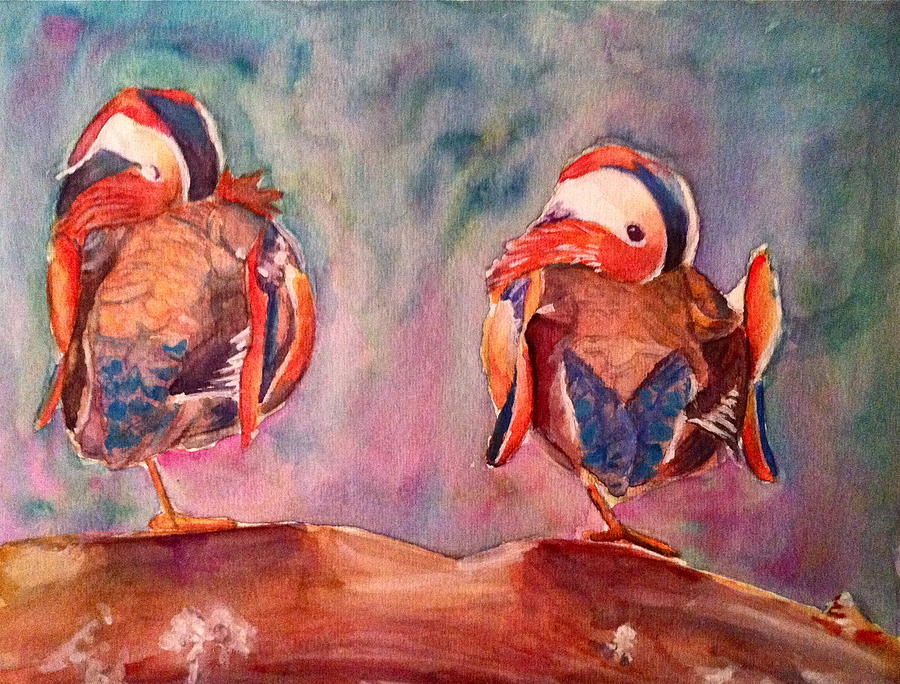 Wildlife Painting - Resting Wood Ducks by Tiffany Albright