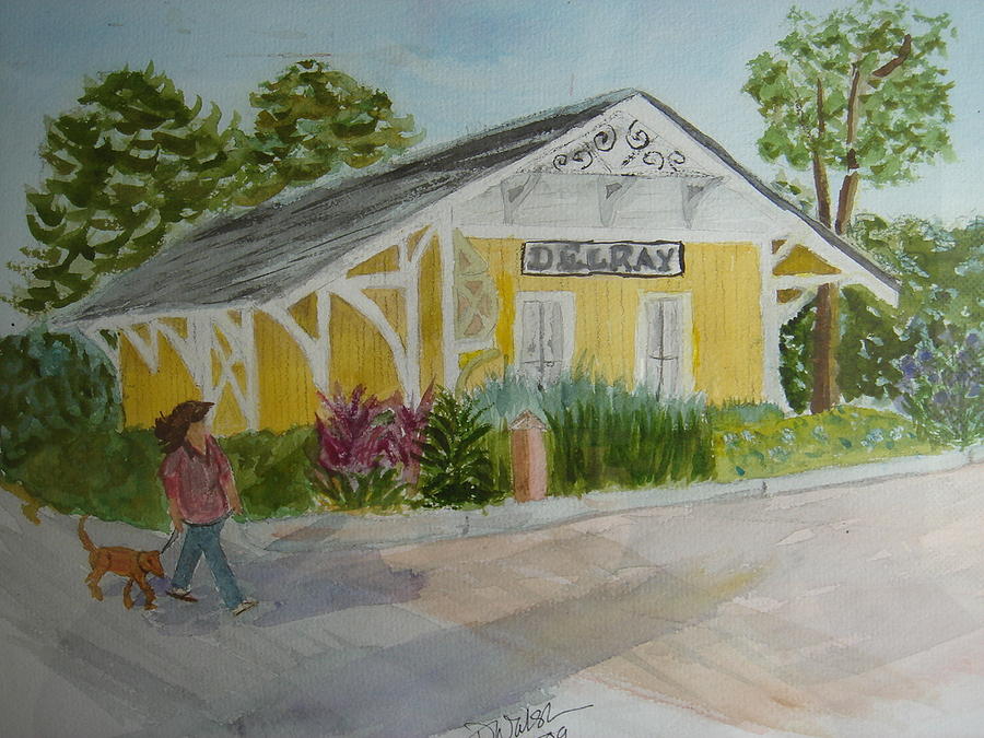 Restored 1896 Train Station in Delray Beach Painting by Donna Walsh