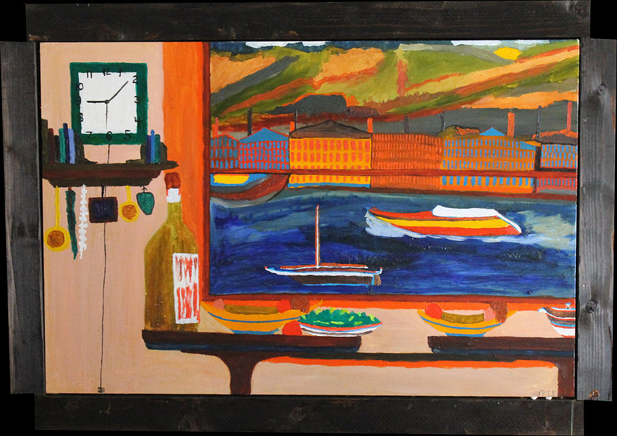 Boat Painting - Resturant View by Randel  Erlandson