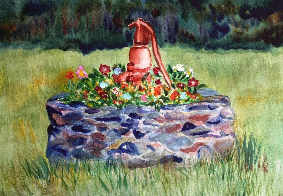 Retired Water Pump Painting by Donna Walsh
