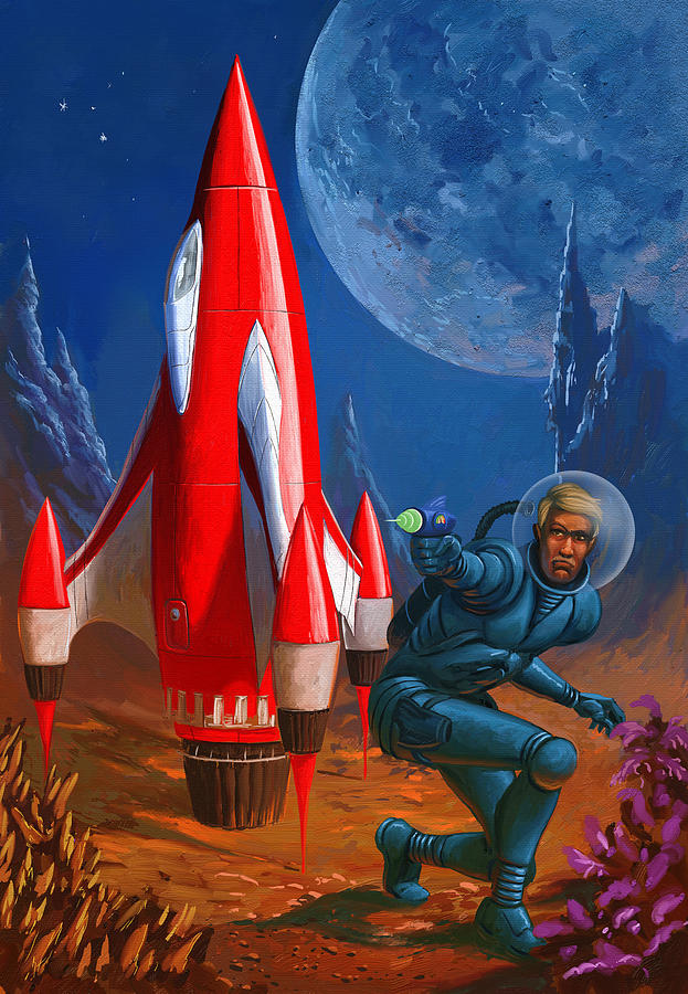 Retro Spaceship Digital Art by Vince Hewitt