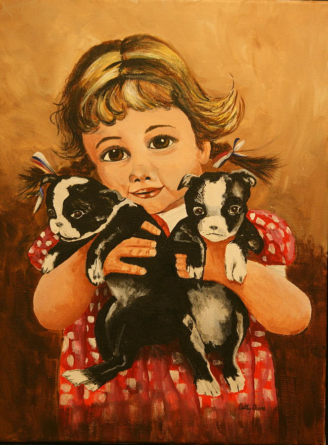 Retro Wee Girl Painting by Betty-Anne McDonald