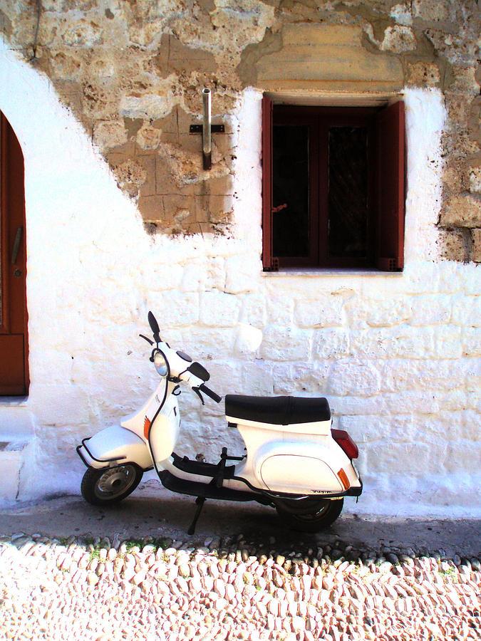 Retro White Scooter Photograph by Anthony Novembre