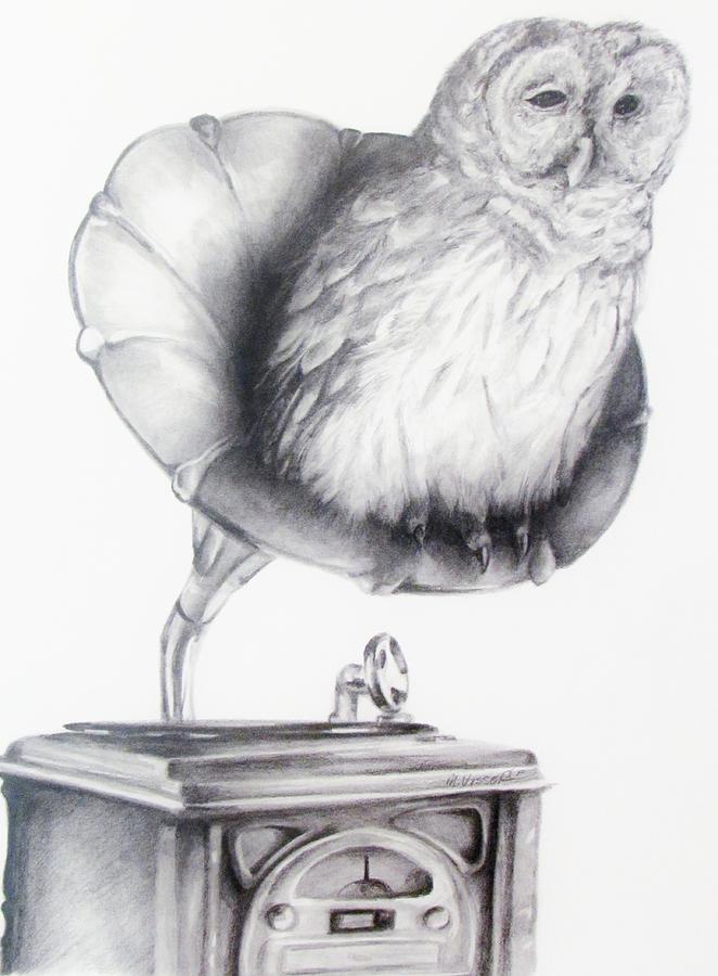 Owl Drawing - Retro wisdom revisited by Meagan  Visser