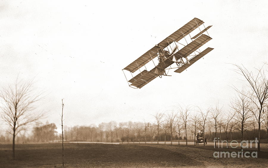 Rex Smith Biplane 1912 Sepia Photograph by Padre Art