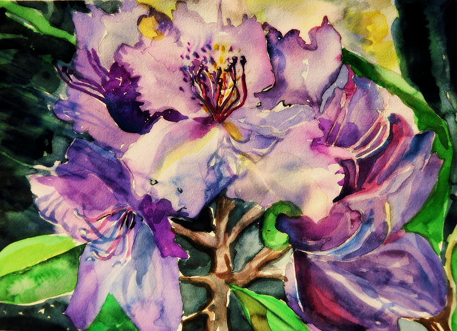 Rhododendron Violet Painting by Mindy Newman