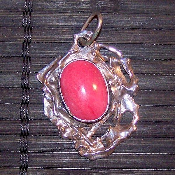 Pendant Jewelry - Rhodonite And Silver Pendant by Chris Calentine