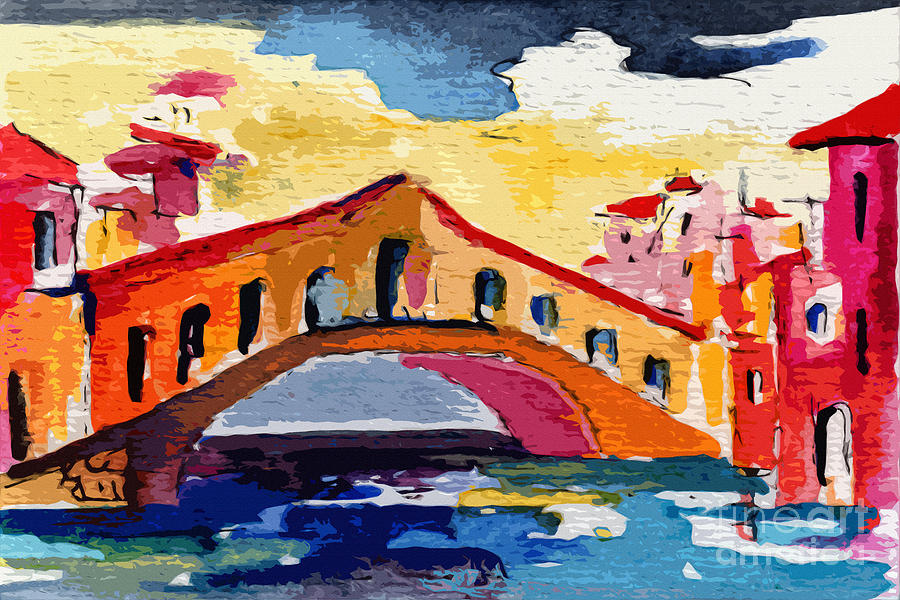 Rialto Bridge Venice Italy Painting by Ginette Callaway
