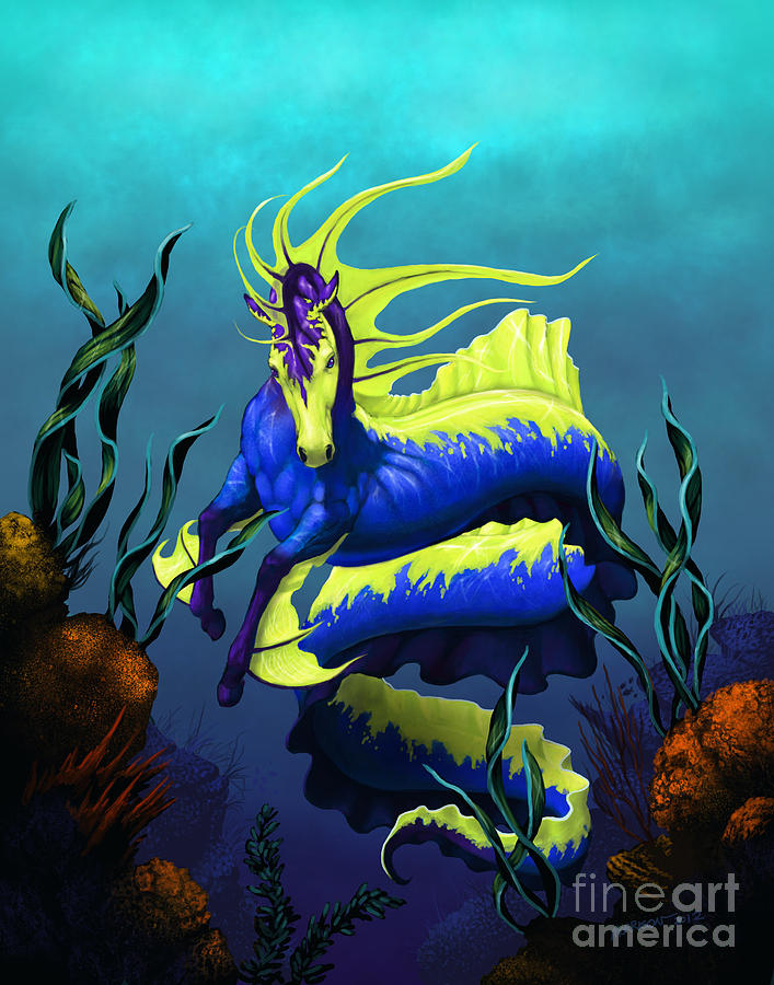 Seahorse Digital Art - Ribbon Hippocampus by Stanley Morrison