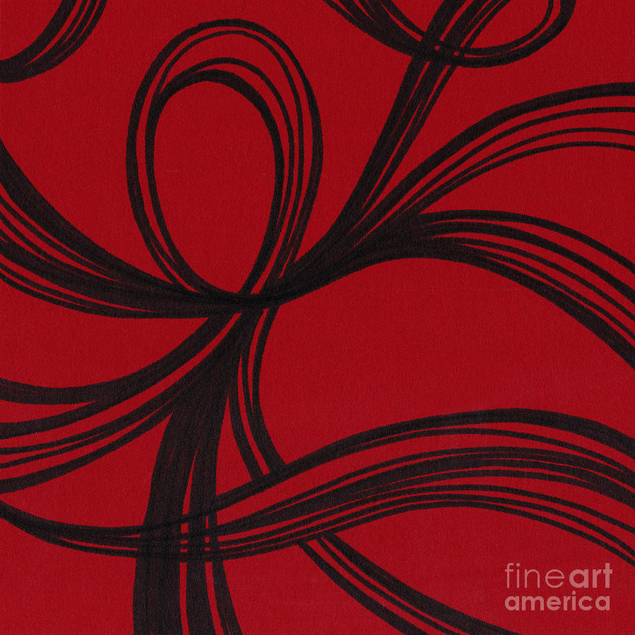 Abstract Drawing - Ribbon on red by HD Connelly