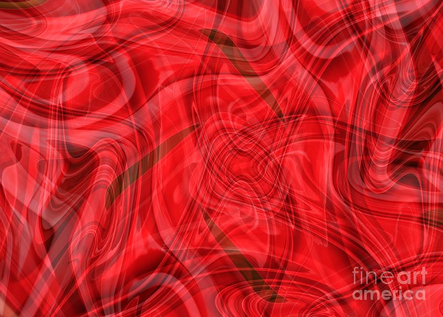 Ribbons of Red Abstract Digital Art by Carol Groenen