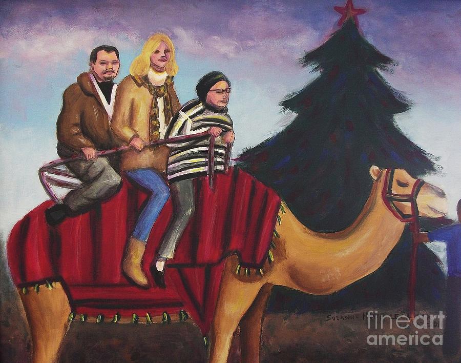 Christmas Painting - RIding a Camel by Suzanne  Marie Leclair