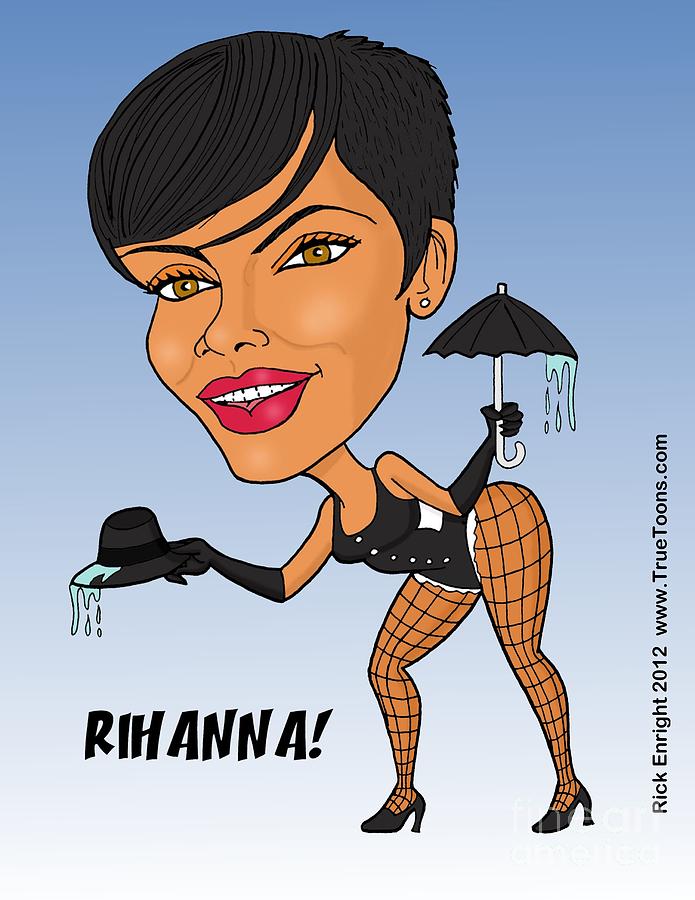 Rihanna Caricature 1 Digital Art by Rick Enright - Pixels