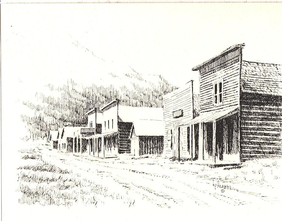 Rimini Ghost Town Montana Drawing by Kevin Heaney
