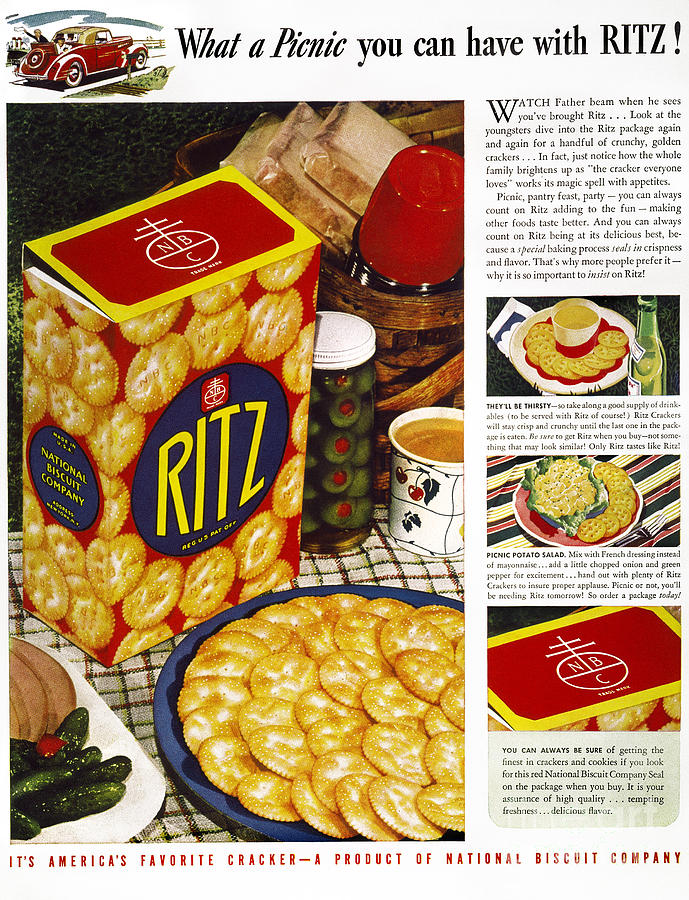 Ritz Crackers Ad, 1940 Photograph by Granger