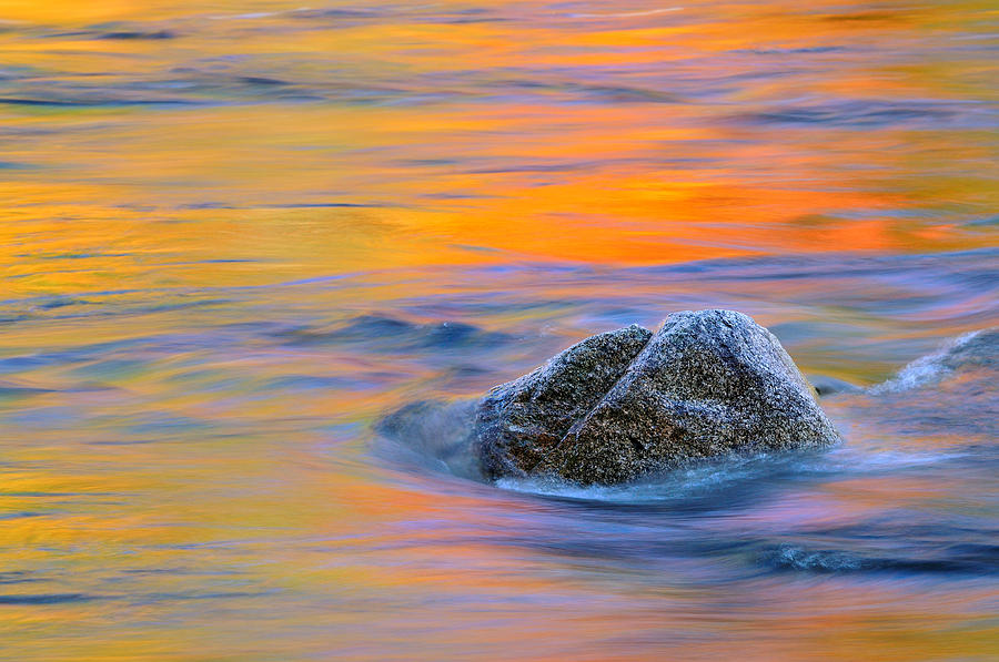 River Rock and Autumn Reflections - Swift River NH Photograph by TS Photo