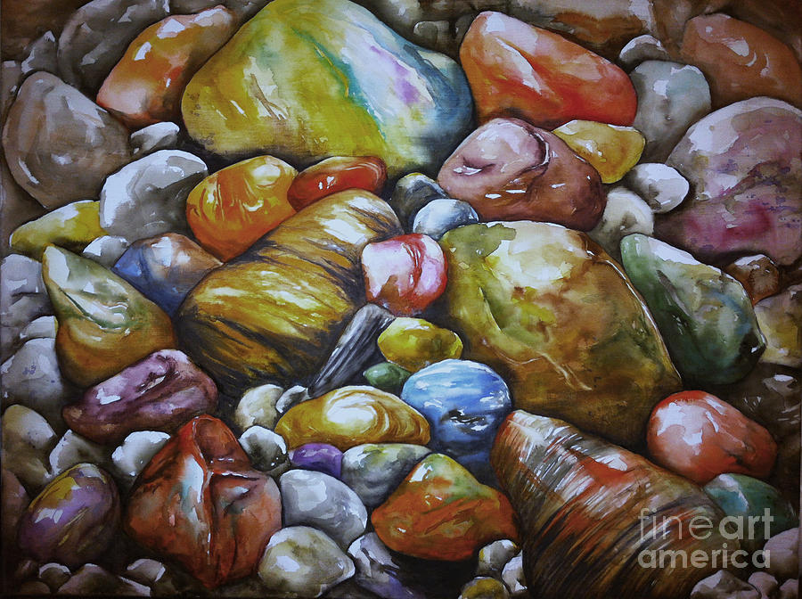 River Stones II Painting by Elizabeth York - Pixels