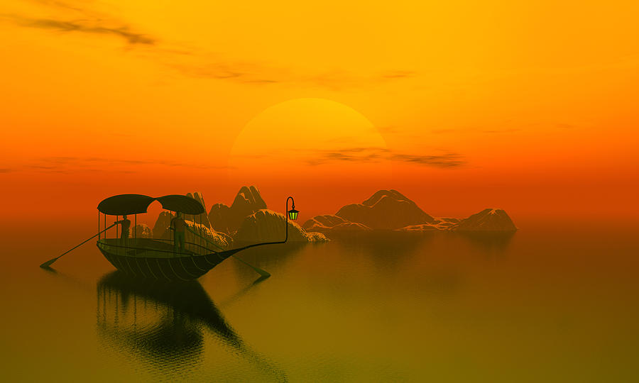River Sunset Digital Art by John Junek