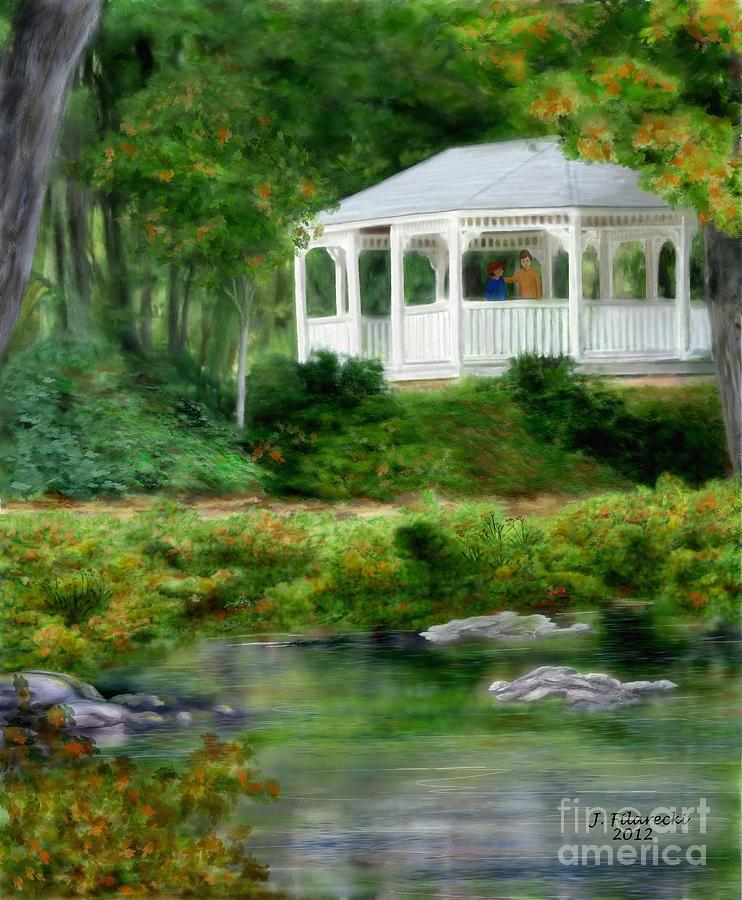 Riverside Painting - Riverside Gazebo by Judy Filarecki Riverside Painting - Riverside Gazebo by Judy Filarecki