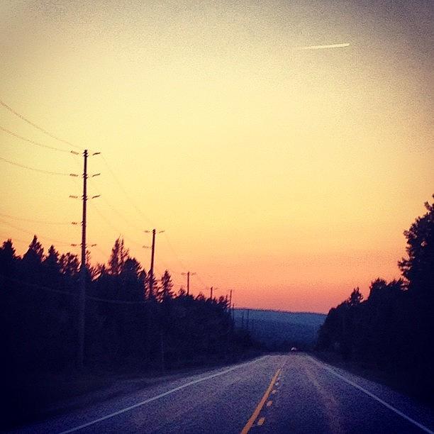 Summer Photograph - #road #empty #sunset #cottage #summer by Caelan Mulvaney