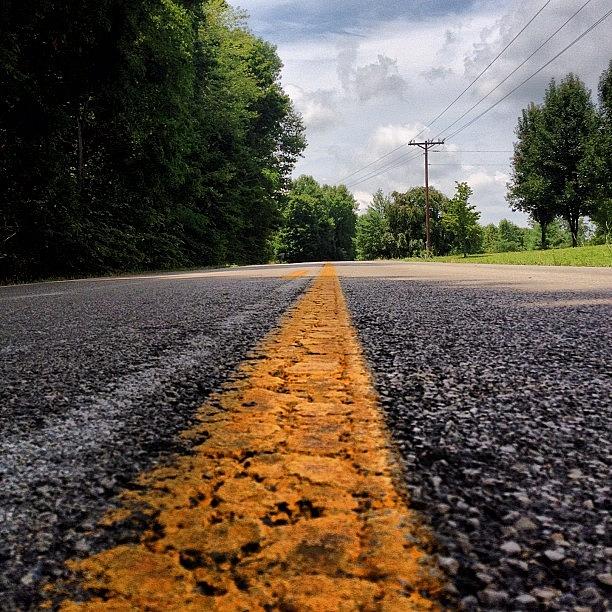 Summer Photograph - #road #kentucky #trees #clouds #sky by Amber Flowers