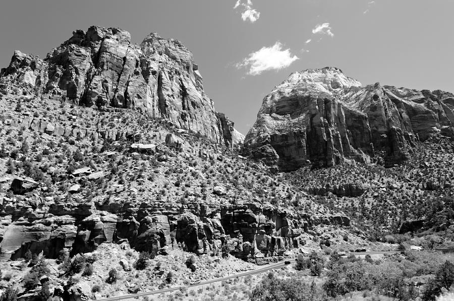 Black And White Photograph - Road through Zion by Julie Niemela