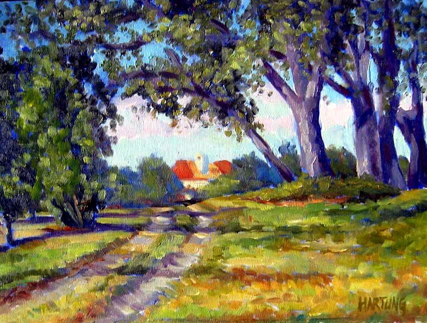 Nature Painting - Road to the Red Roof by Mark Hartung