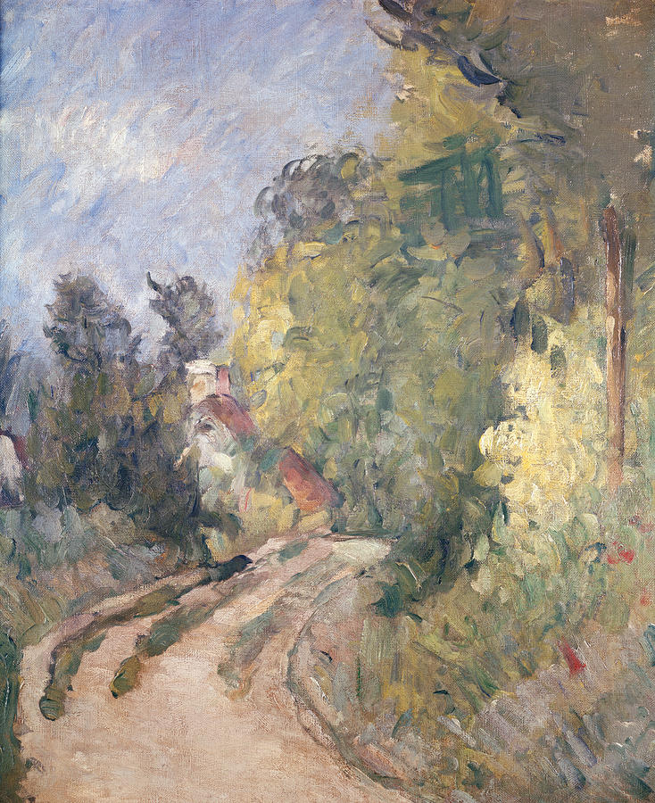 Road Turning under Trees Painting by Paul Cezanne