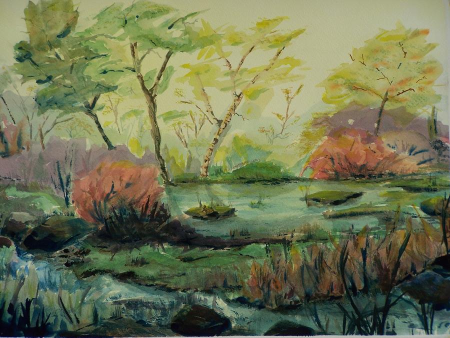 Roadside Pond Painting by Barbara McGeachen