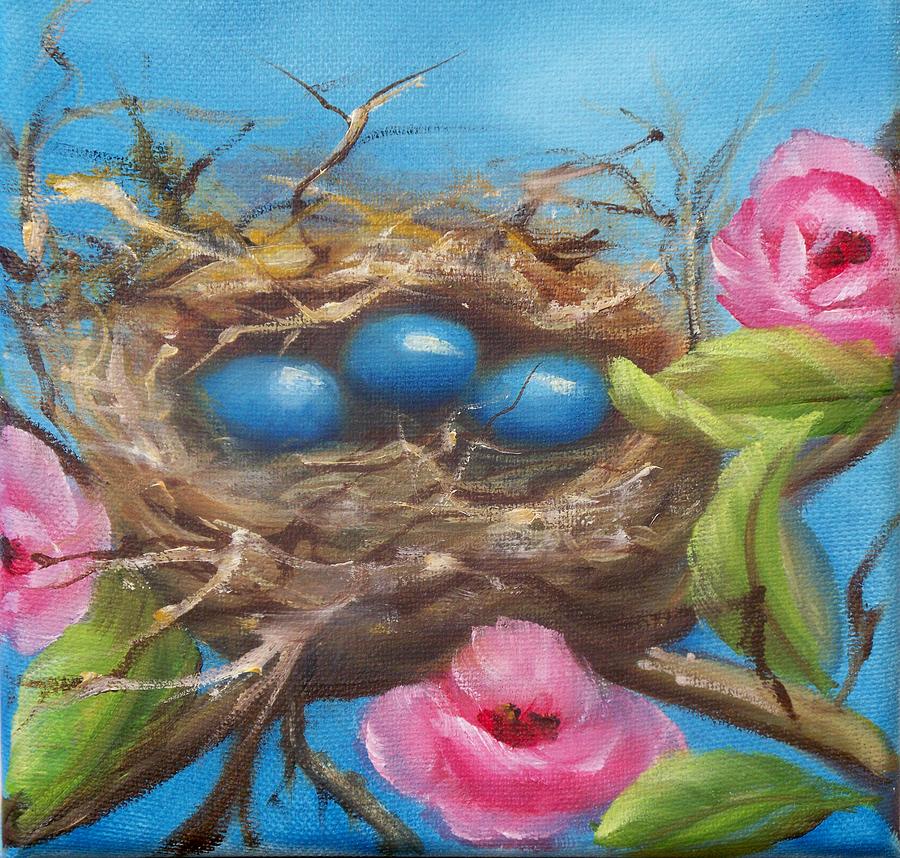 Robins and Roses Painting by Joni McPherson