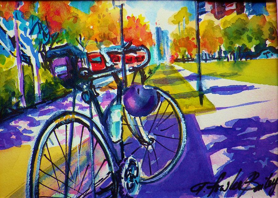 Robs Bike Facing Gaslight District Painting by Tf Bailey