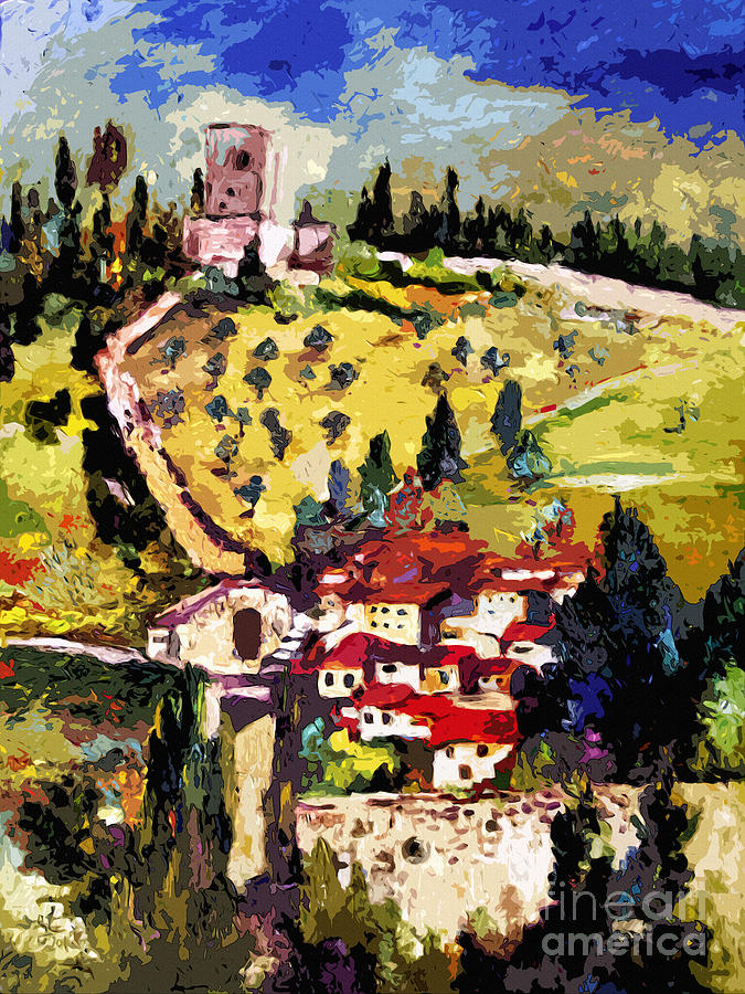 Rocca Maggiore Assisi Italy Painting by Ginette Callaway