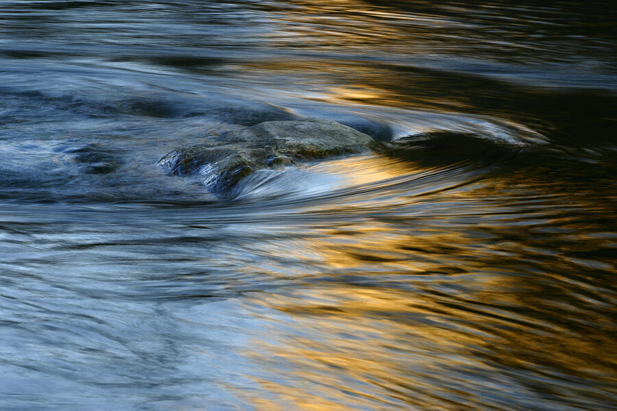 Sunset Photograph - Rock and Blue Gold Water by Rich Franco