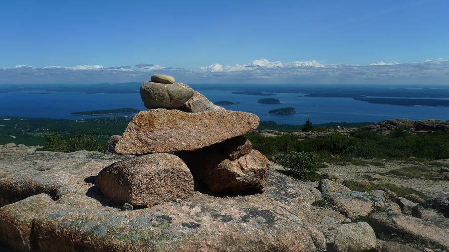Landscape Photograph - Rock Cairn on Cadillac Mountain by Quin Bond