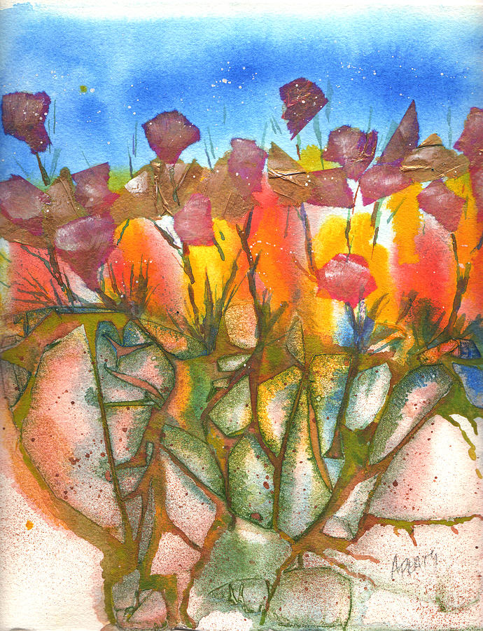 Rock Flowers Painting by Audrey Peaty
