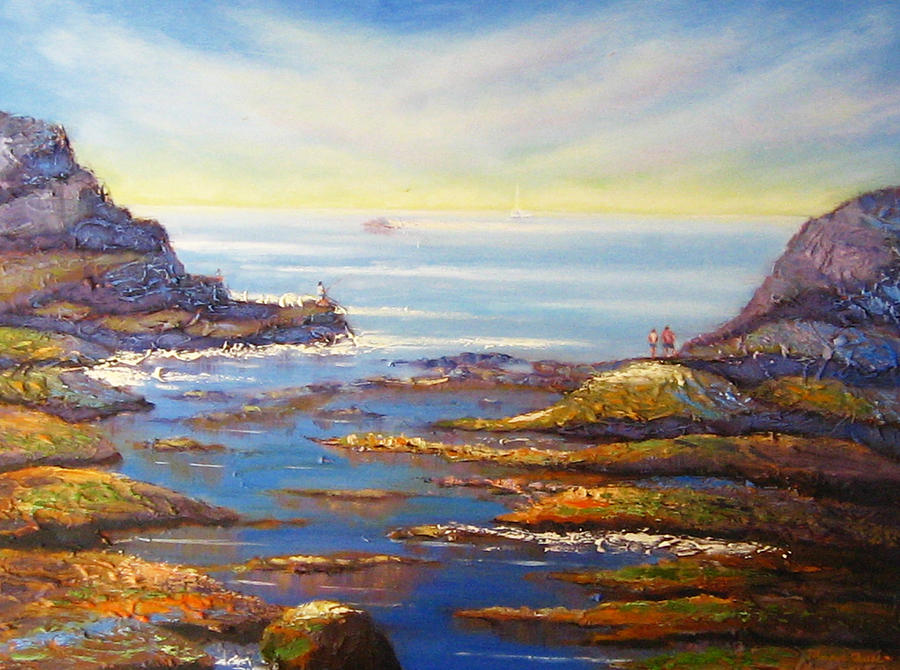 Mountain Painting - Rock Pools At North Beach Wollongong by Diane Quee