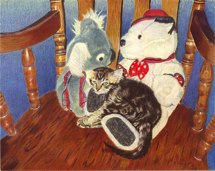 Cat Painting - Rocking with Friends - Kitten and Stuffed Animals Painting by Patricia Barmatz Cat Painting - Rocking with Friends - Kitten and Stuffed Animals Painting by Patricia Barmatz