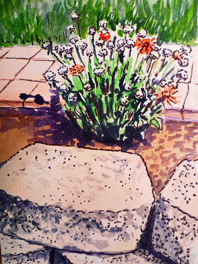 Rocks and Flowers Sketchbook Project Down My Street Painting by Irina Sztukowski
