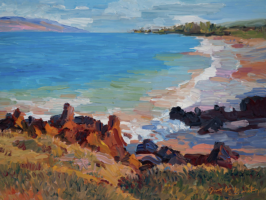 Rocks at Maui Beach Painting by Judith Barath